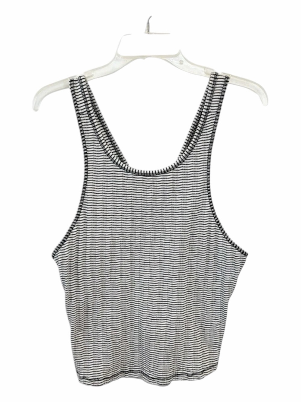 We The Free People Striped Textured Ribbed Tank Top Racerback Size L Black White